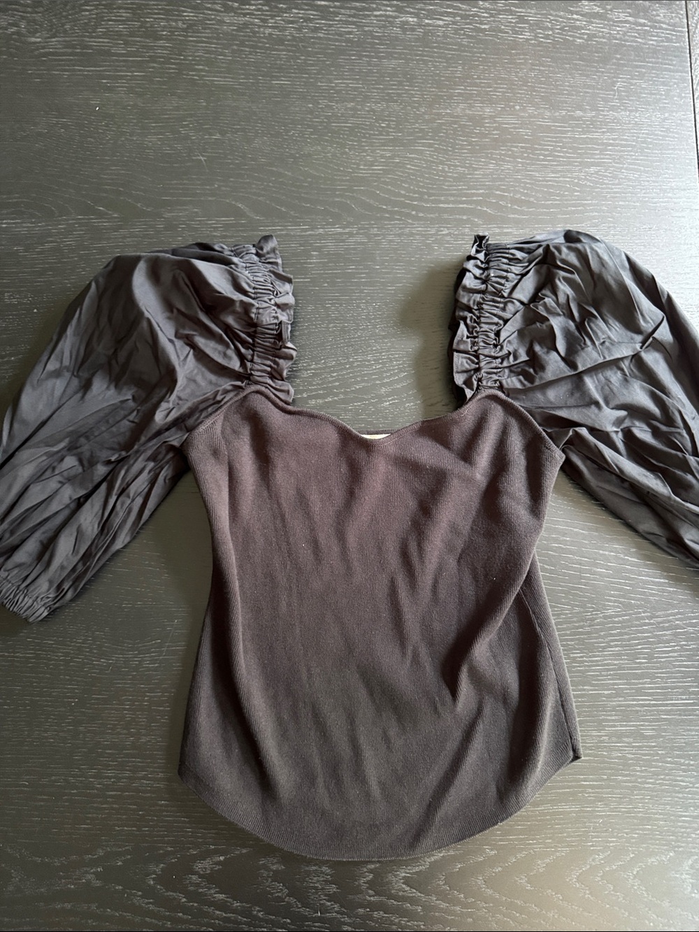 Puff Sleeve Square Neck Blouse in black